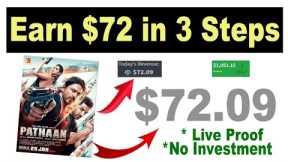 Earn $72 in 3 Steps without Investment [ Make Money Online 2023] | CPA Marketing with Pathaan Movie
