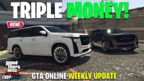 GTA ONLINE WEEKLY UPDATE! NEW CAR, TRIPLE MONEY & DISCOUNTS!